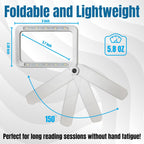Buy now MAGNIPROS Rechargeable 4X Magnifying Glass with Light for Reading, Large Foldable LED Page Magnifier, Dimmable Handheld Rectangle Magnifier for Seniors, Small Print, Low Vision Books at indiglob india