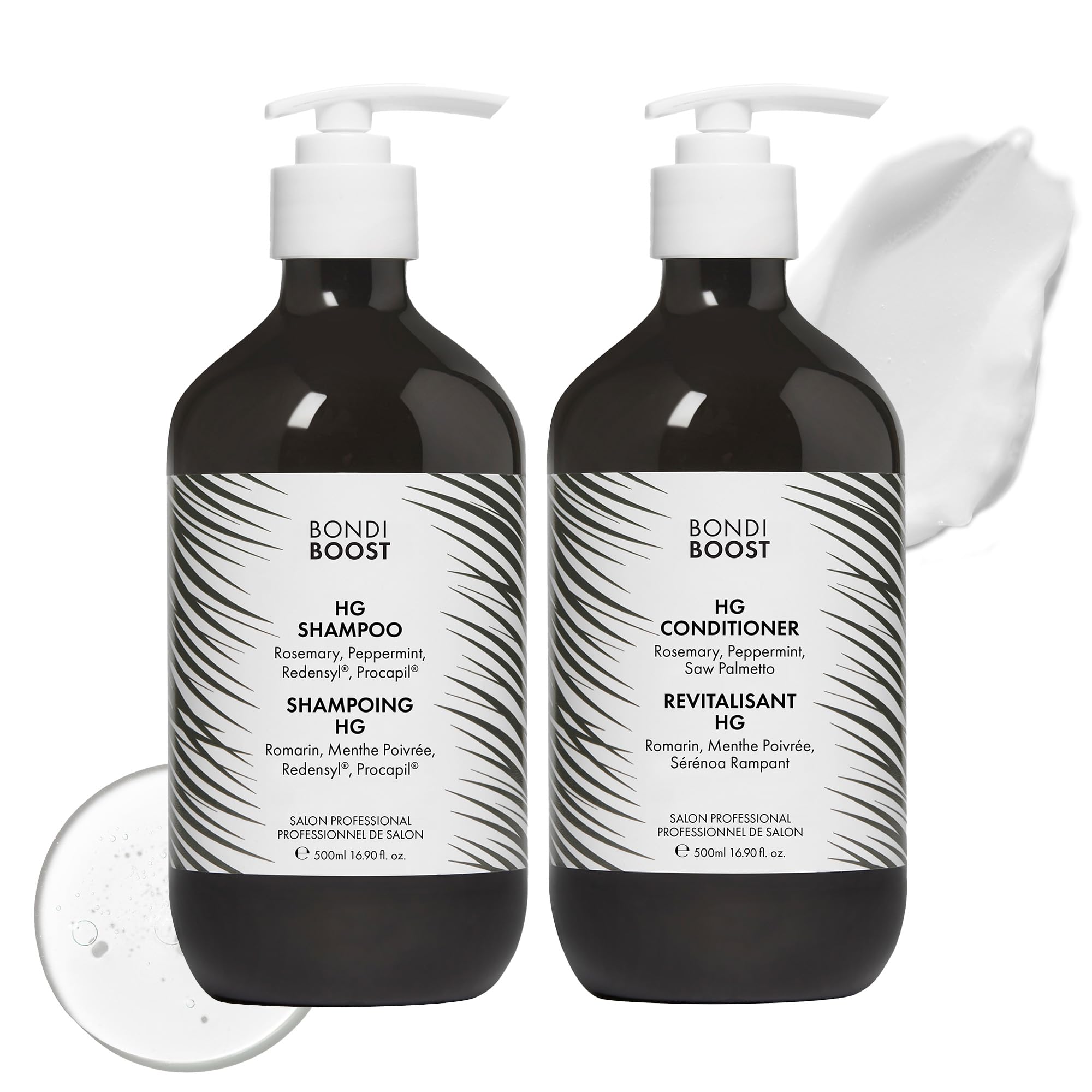 BONDIBOOST HG Anti-Thinning Shampoo & Conditioner Set, 16.9 fl oz Each | Clinically tested shampoo & conditioner set for fuller, thicker hair. Procapil, Redensyl & rosemary. Sulfate-free.