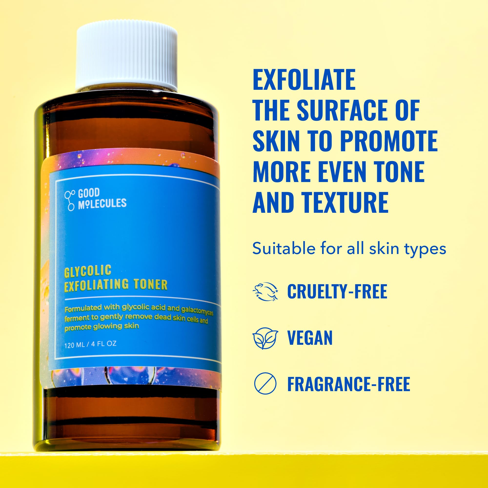 Buy now Good Molecules Glycolic Exfoliating Toner - Hyaluronic and Glycolic Acid Daily Toner for Face - Cleansing Facial Exfoliant for Glowing Even Skin Tone, Skin Care at indiglob india