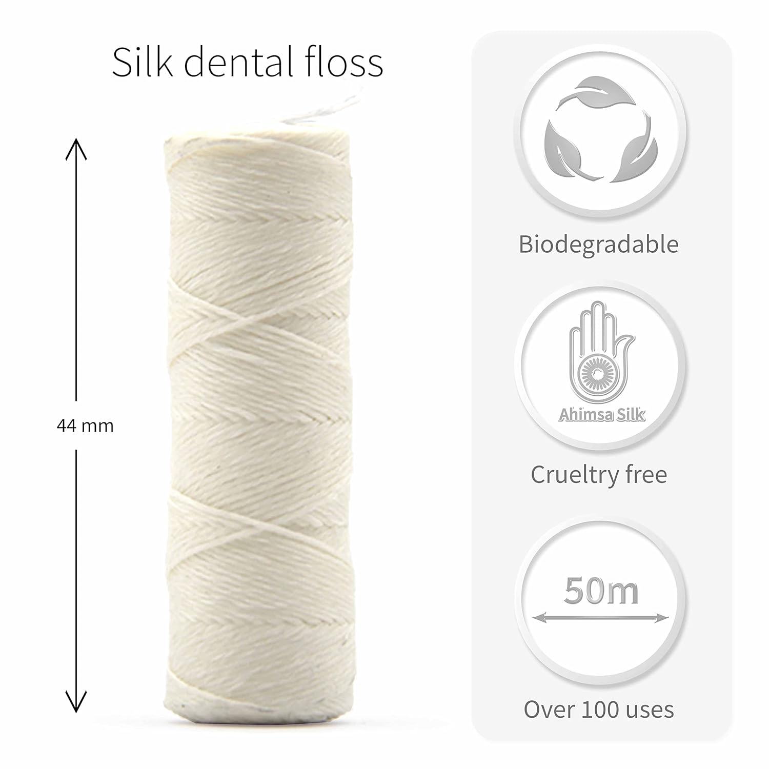 Buy now Natural Silk Dental Floss | Candelilla Wax Tooth Floss | Natural Dental Tape | Plastic Free Dental Floss | Eco Floss | Stainless Steel Dispenser | Zero Waste Floss | Silk Floss Mint | 55 yd | Bambaw at indiglob india