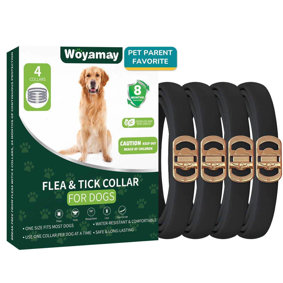 Woyamay 4 Pack Flea Collar for Dogs, Flea and Tick Prevention for Dogs