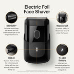 MANSCAPED® The Handyman™ Compact Face Shaver – Portable Men’s Travel Facial Hair Groomer, USB-C Rechargeable Razor, Electric Foil Face Shaver, Waterproof, Cordless, Dual-Action SkinSafe® Foil Blades
