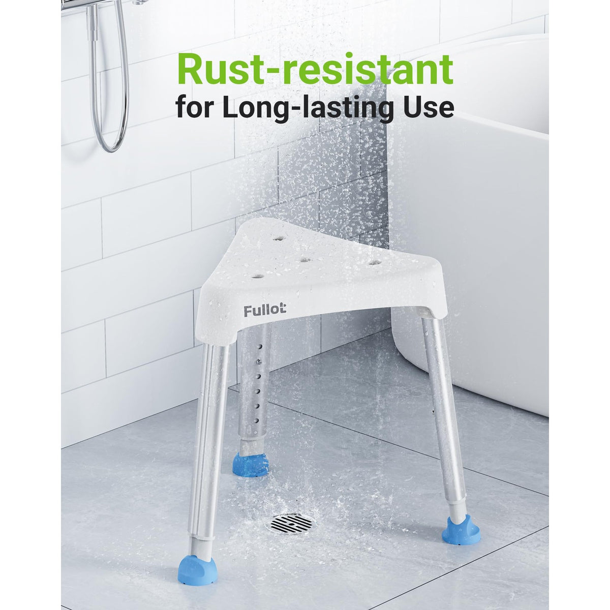 FULLOT Space-Saving Triangular Shower Chair for Inside Shower, 400 lbs