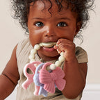 Itzy Ritzy Silicone Teether Trio, Textured Baby Teething Toys Rings (Bows)