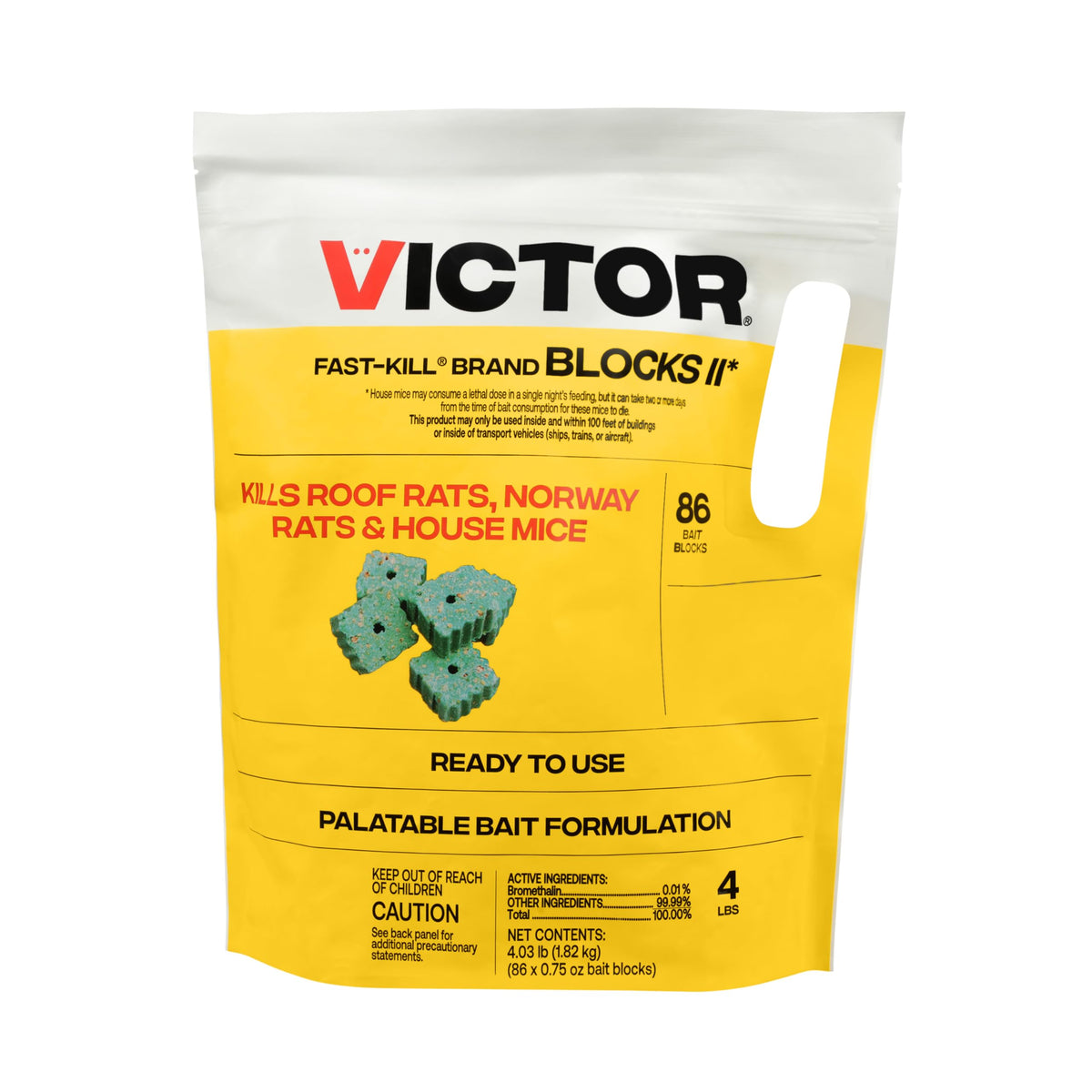 Victor Fast-Kill Bait Blocks II, 86-Count Rat and Mouse Poison Bait Blocks