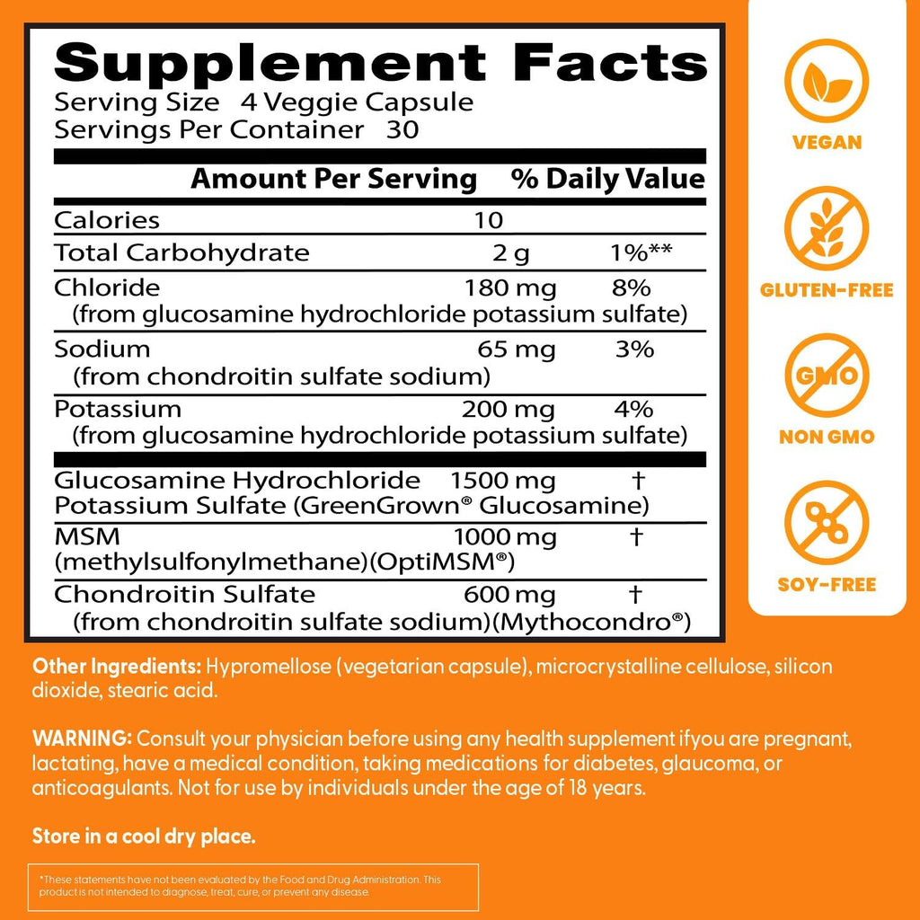 Buy now Doctors BEST Vegan Glucosamine Chondroitin MSM, Healthy Hair, Skin, Nails, & Joint Support, Non-GMO, Gluten Free, Soy Free, Vegan 120 Veggie Capsules at indiglob india