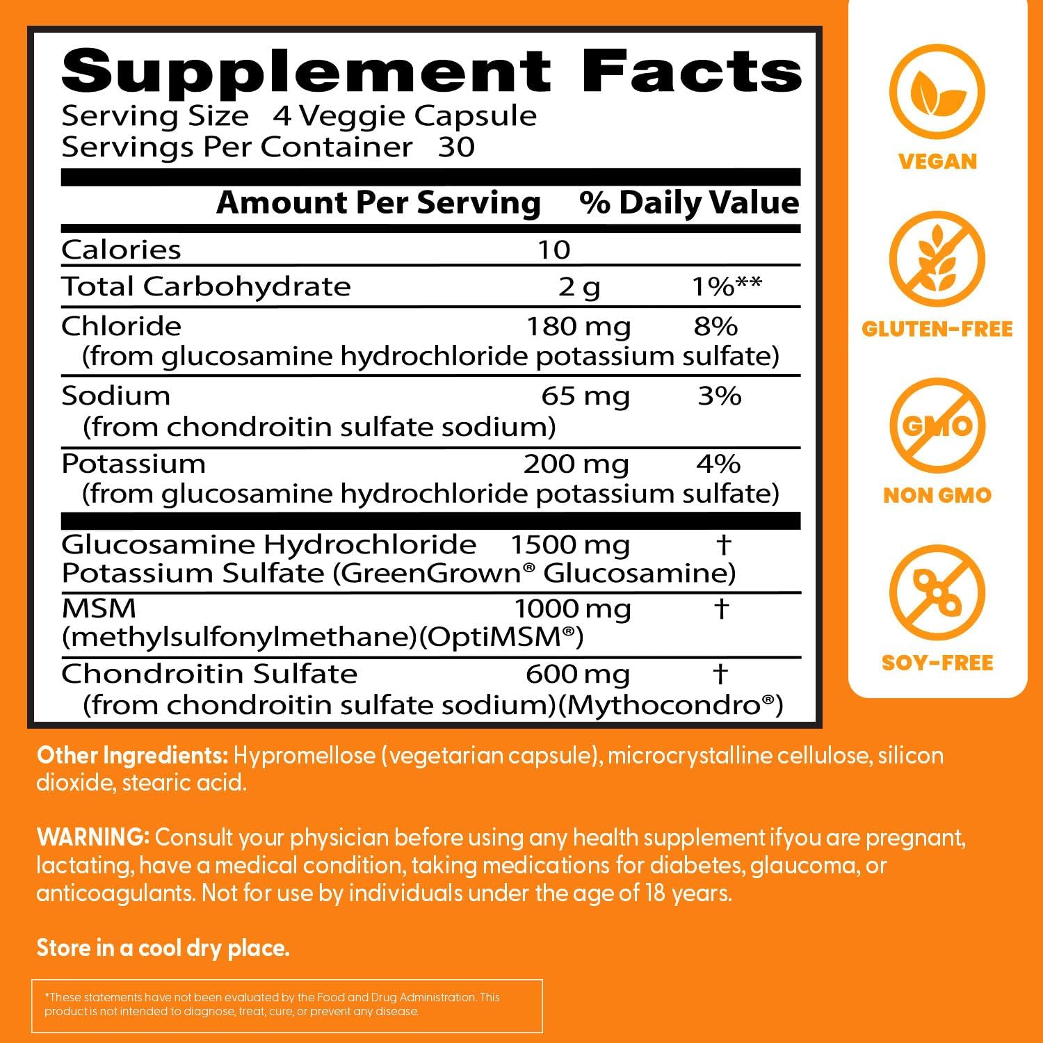 Buy now Doctors BEST Vegan Glucosamine Chondroitin MSM, Healthy Hair, Skin, Nails, & Joint Support, Non-GMO, Gluten Free, Soy Free, Vegan 120 Veggie Capsules at indiglob india