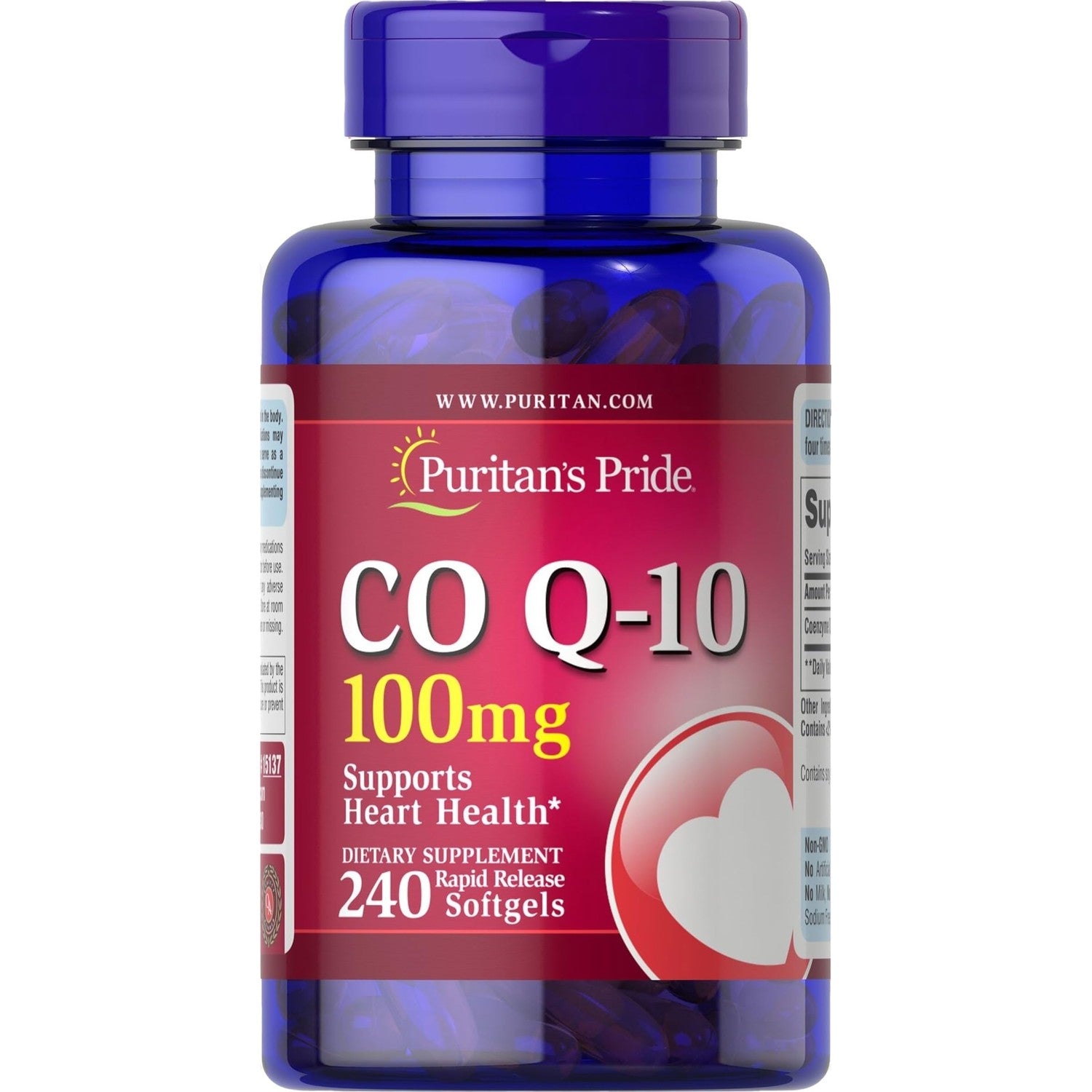 Puritan's Pride Coenzyme CoQ10 100mg, 240 Rapid Release Softgels