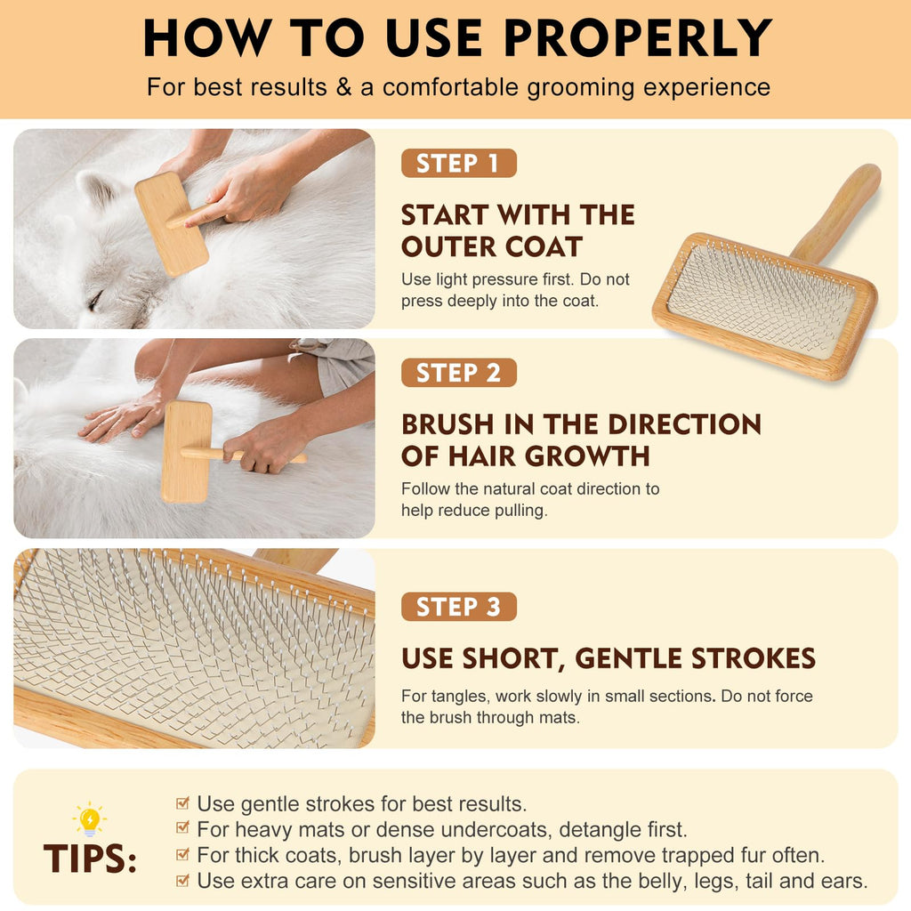 Slicker Brush for Dogs & Cats, Dog & Cat Brush for Shedding & Grooming