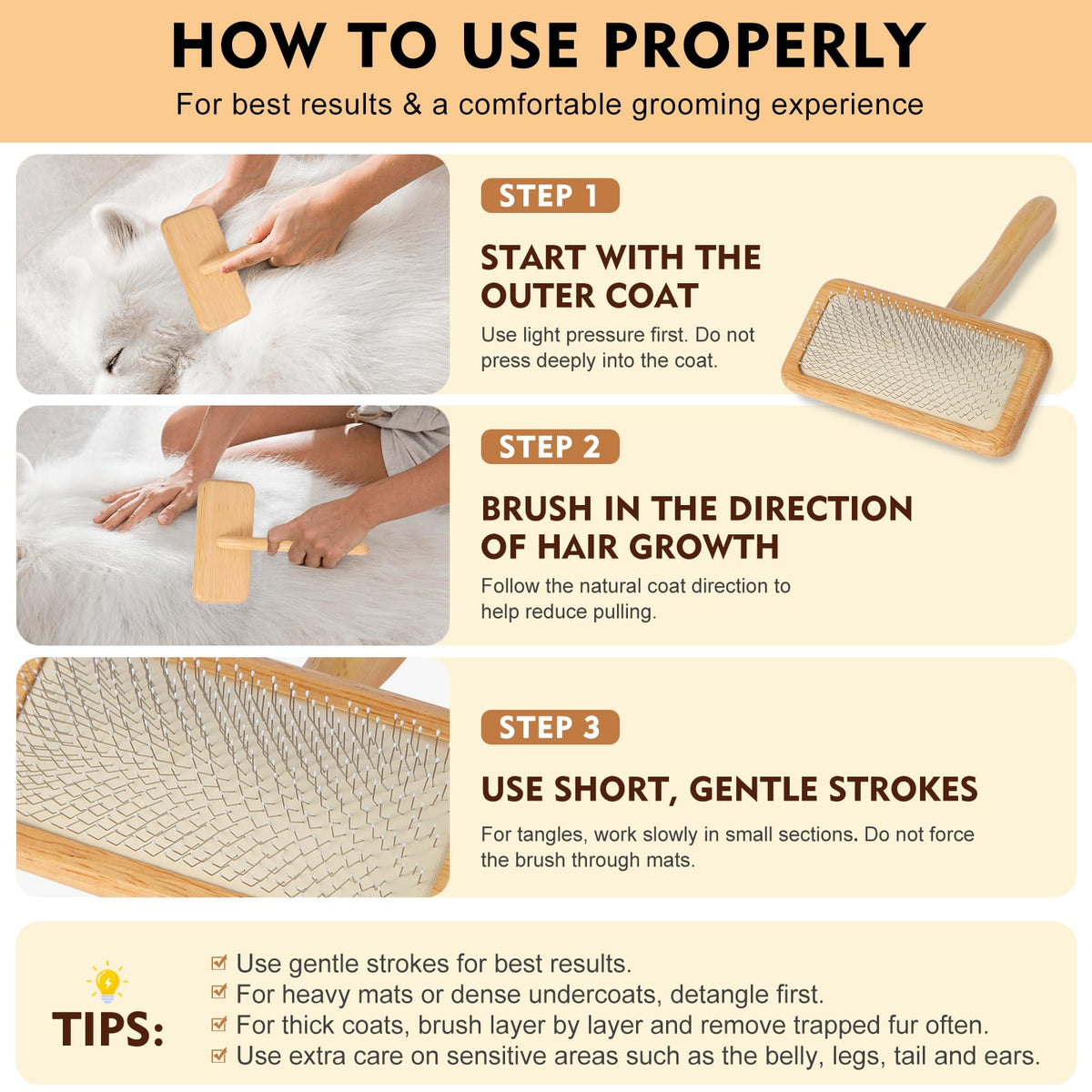 Slicker Brush for Dogs & Cats, Dog & Cat Brush for Shedding & Grooming