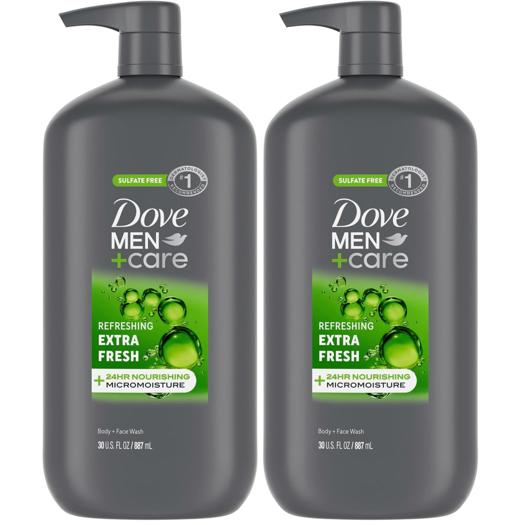 DOVE MEN + CARE Body and Face Wash Refreshing Extra Fresh Body Wash13.5 oz | For Men with 24-Hour Nourishing Micromoisture Technology