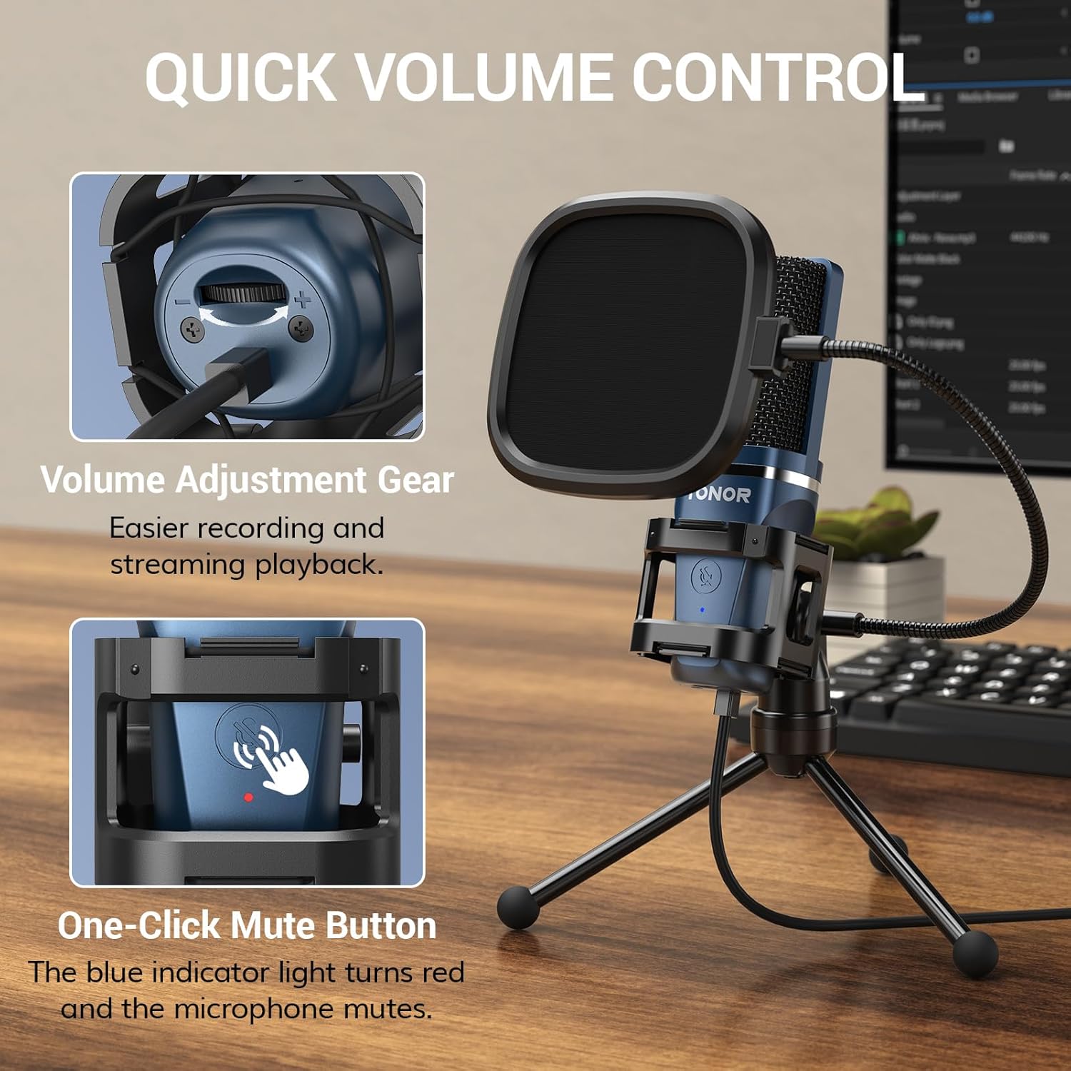 Buy now TONOR TC-777 Podcast Microphone, USB Computer Microphone, Cardioid Condenser PC Mic with Tripod Stand and Pop Filter for Podcasting, Streaming, Vocal Recording, Compatible with PC & Laptop, PS4/5 at indiglob india