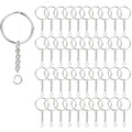 100Pcs Key Ring with Chain and Open Jump,1 inch Split Round Keychain Rings