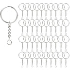 100Pcs Key Ring with Chain and Open Jump,1 inch Split Round Keychain Rings