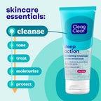 Clean & Clear Oil-Free Deep Action Exfoliating Facial Cleanser, 7 fl oz | Pro-Vitamin B5, Gentle Exfoliating Daily Face Wash, Smooth Hydrated Skin, Paraben-Free