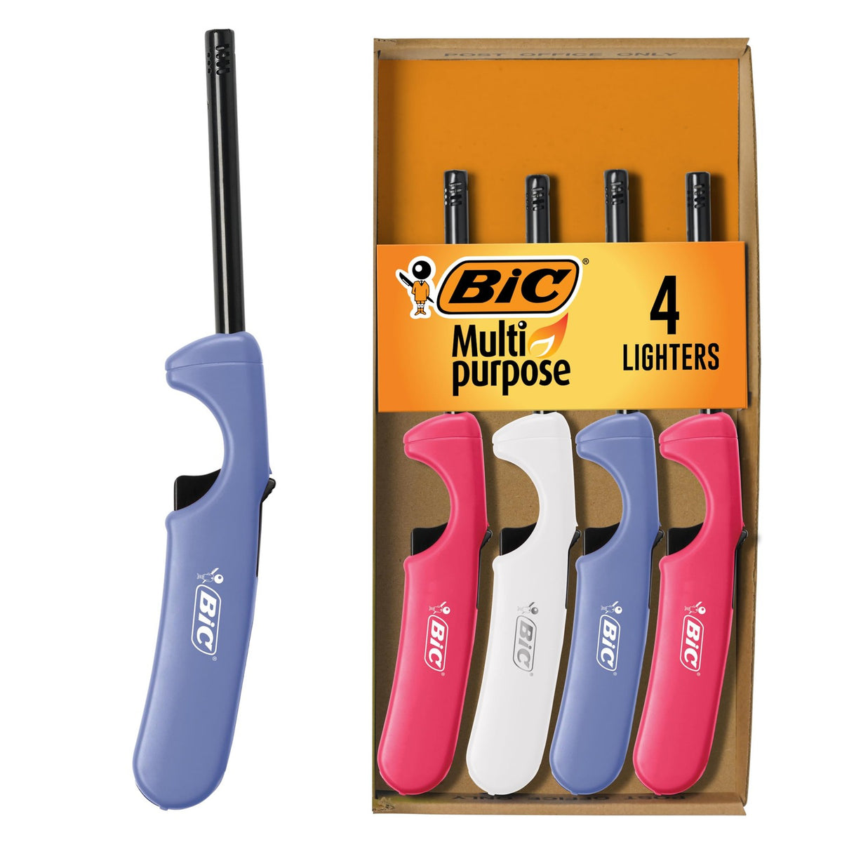 BIC Multi-Purpose Classic Lighters, Reliable Candle and BBQ, 4-Pack