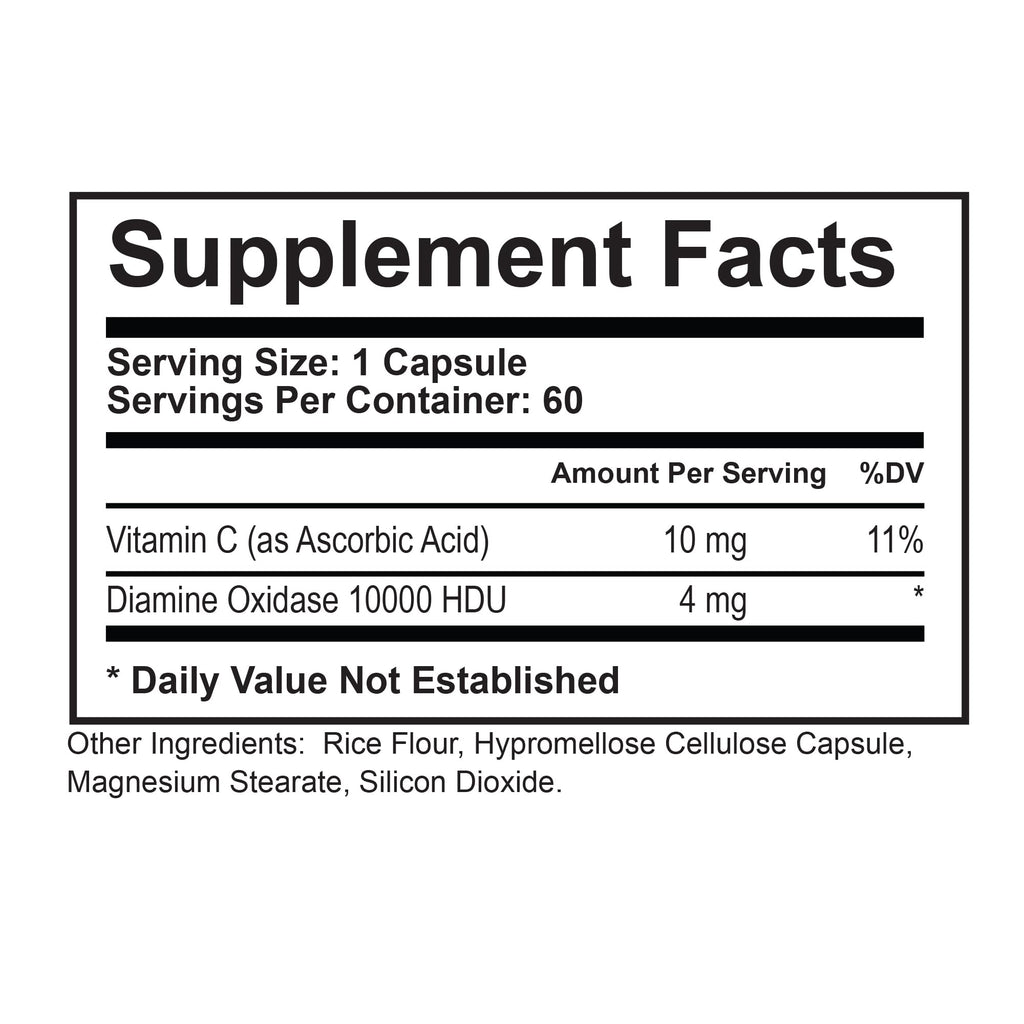 DAO Supplements Histamine Blocker – DAO Enzyme + VIT C, Gut Support 60ct