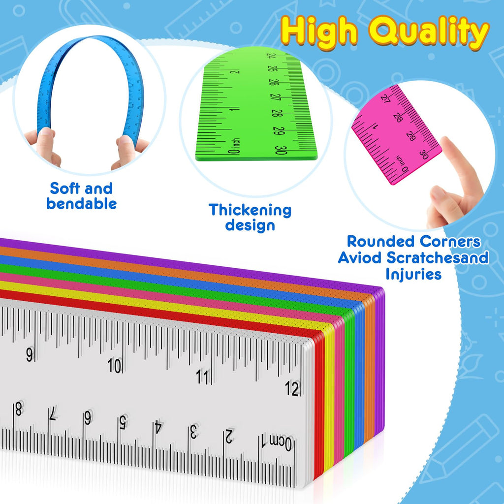 32 Pcs Clear Plastic Rulers, 12 Inch Transparent Rulers for Classroom