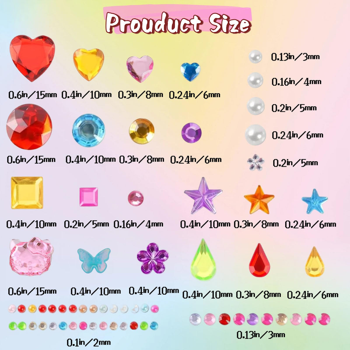 3521 Pieces Self Adhesive Jewels for Crafts, Gems Stickers for Kids, Flat Back Plastic Fake Jewels for Scrapbook Supplies and face gems