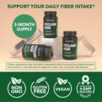 Vegan Psyllium Husk Fiber Capsules, GLP-1 Nutritional Support, 270 Pills