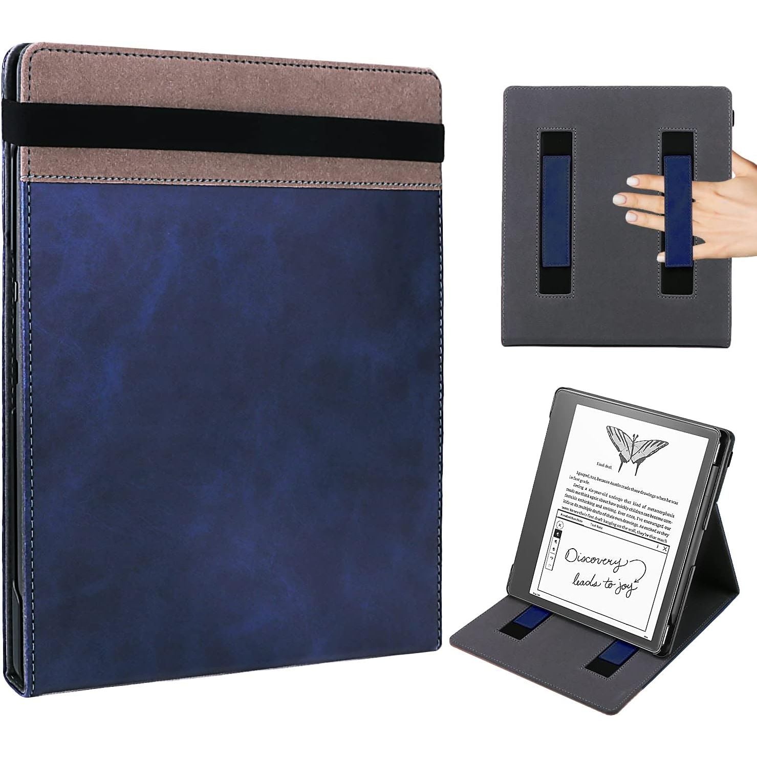 Buy now WALNEW Flip Case for 10.2-inch Kindle Scribe 2024/2022 Released, Two Hand Straps and Vertical Multi-Viewing Stand Cover with Auto Wake/Sleep for 10.2” Amazon Kindle Scribe E-Reader(Gray) Navy Blue at indiglob india