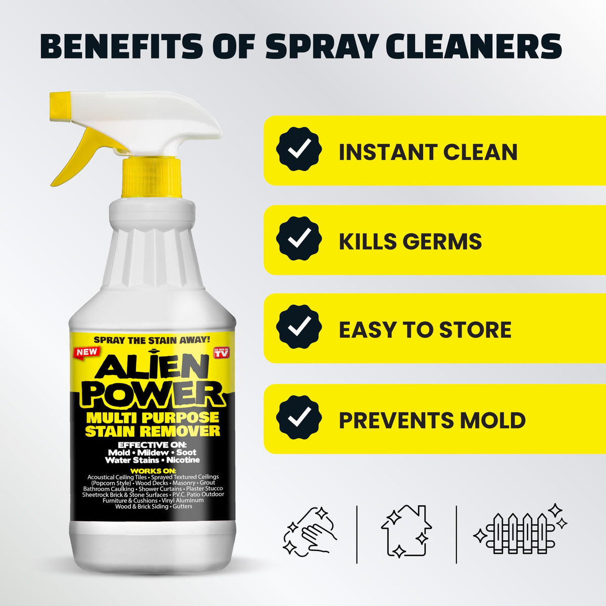 ALIEN POWER No-Scrub Mold Remover Spray for Black Mold & Mildew, 72 Oz.