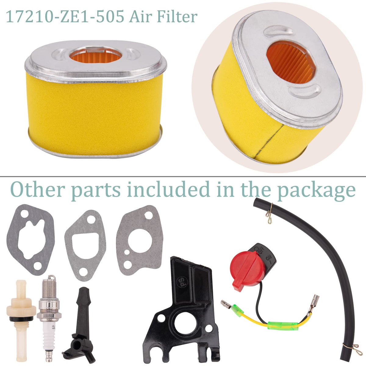 GX160 GX200 Carburetor Compatible with Honda GX120 GX140 GX 160 GX168 GX200 5HP 5.5HP 6.5HP Engine, GX160 Carburetor + Recoil Starter + Ignition Coil + Air Filter Tune Up Kit