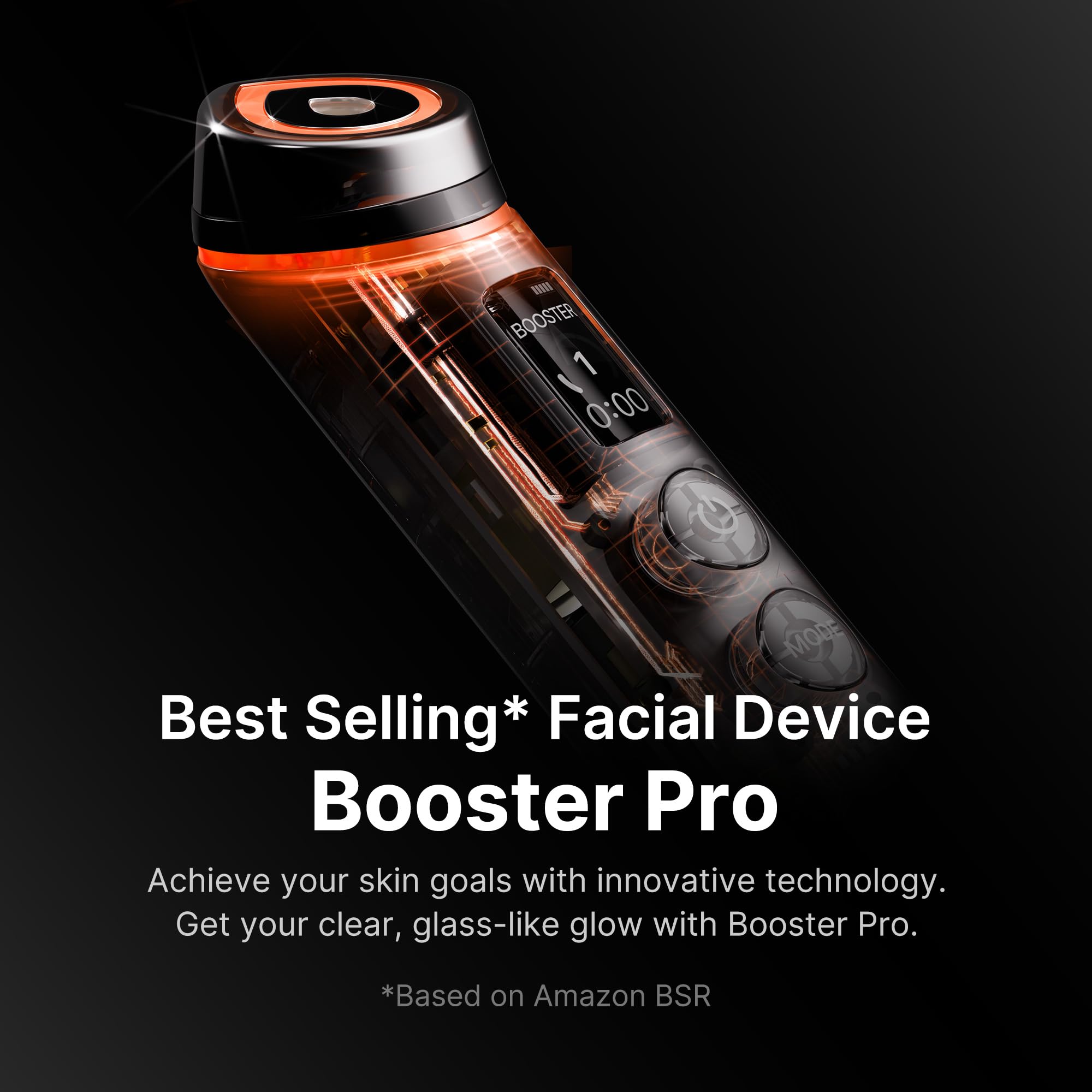medicube Booster Pro - 6 in 1 Real Glass Glow Beauty Massager, Black | 6-in-1 Real Glass Glow Beauty Massager - for Clear, Radiant, Firmer-Looking Skin, Korean Skin Care, Black
