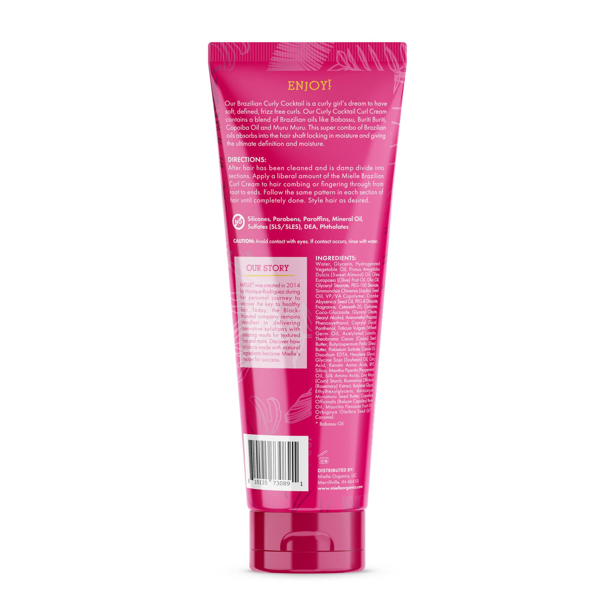 Mielle Organics Babassu & Mint Brazilian Curly Cocktail Curl Cream - Curl Defining, Hair Styling Cream for Textured Hair - Locks in Moisture, Boosts Definition & Softens Textured Hair, 7.5 Ounce