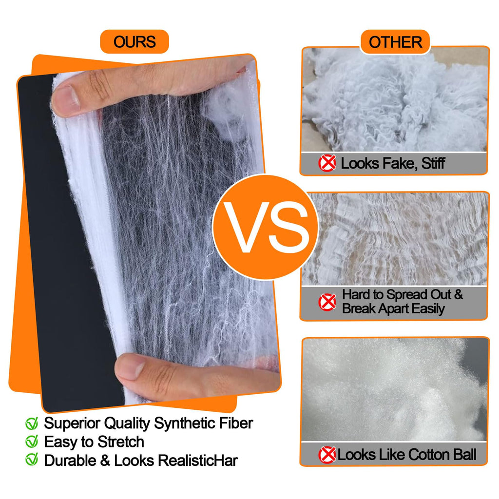 Famoby 1200 sqft Halloween Spider Webs and 50pcs Fake Spiders Super Stretch Cobwebs Party Decorate for Halloween Theme Indoor and Outdoor Decoration