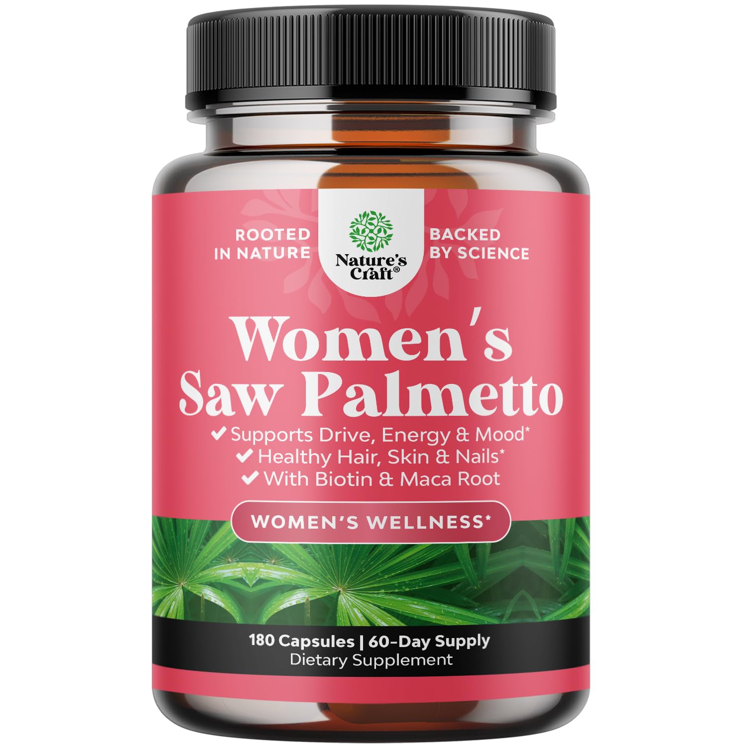 Saw Palmetto for Women - Hair Support - 90 Capsules | Hair Growth Support for Women - 500mg Saw Palmetto Capsules w Biotin - Bamboo Extract & Maca Root for Hair Health - 90 ct