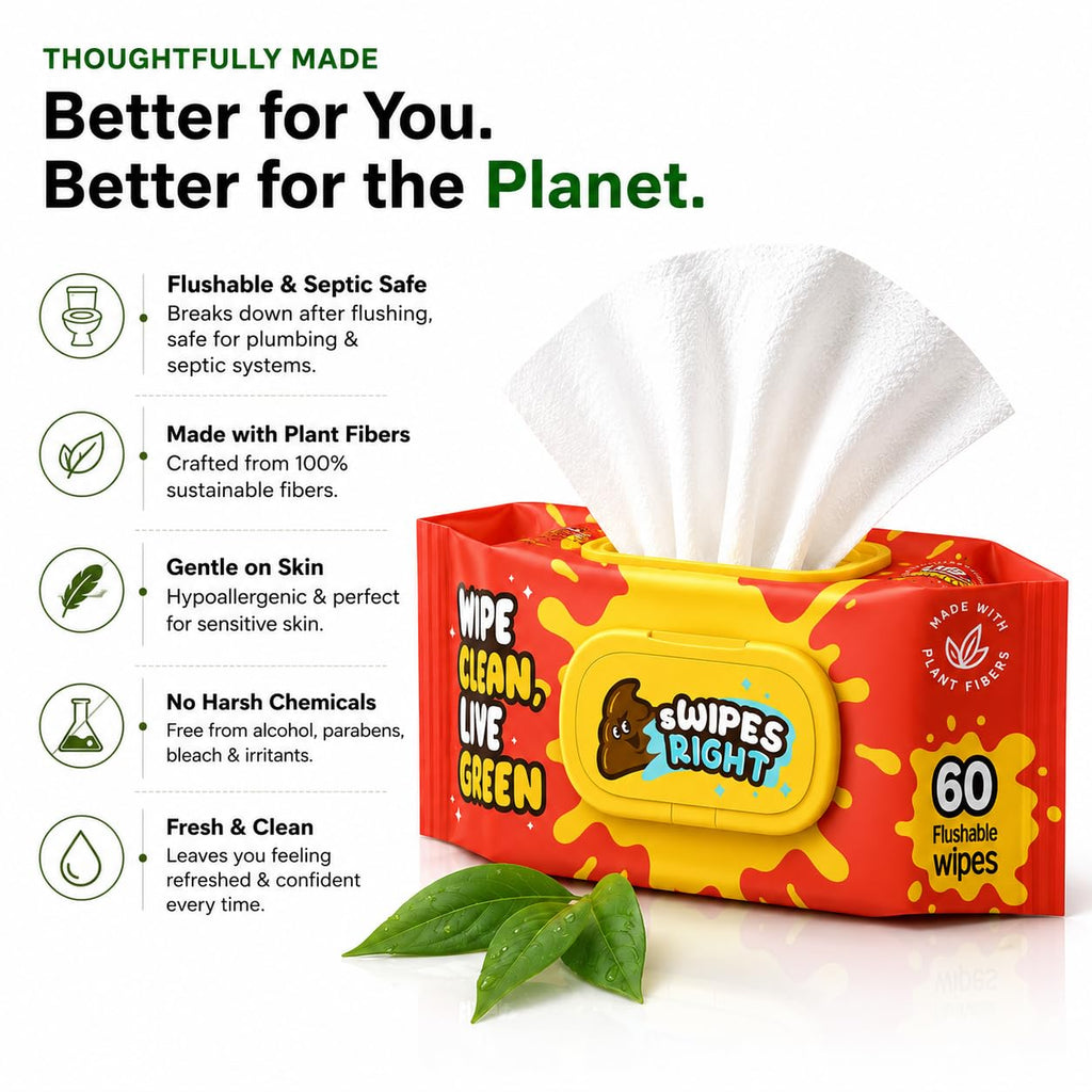 300 Wipes (Pack of 5) Flushable Wipes for Adult - Wipes Flushable Packs, Baby Wipes for Sensitive Skin, Wipes for Kids, Portable Travel Pack - Toilet Essentials for Gym & Office