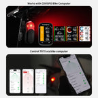 COOSPO TR70 Bike Radar Tail Light, Alerts for Vehicle in 140M, Auto Brake Highlight, 7 Lighting Modes, 40H Long Battery Life, Support APP/Garmin Cycling Computers Display for Road & MTB Cycling Safety