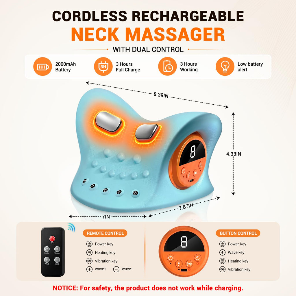 Cordless Neck Massager with Heat for Pain Relief Deep Tissue