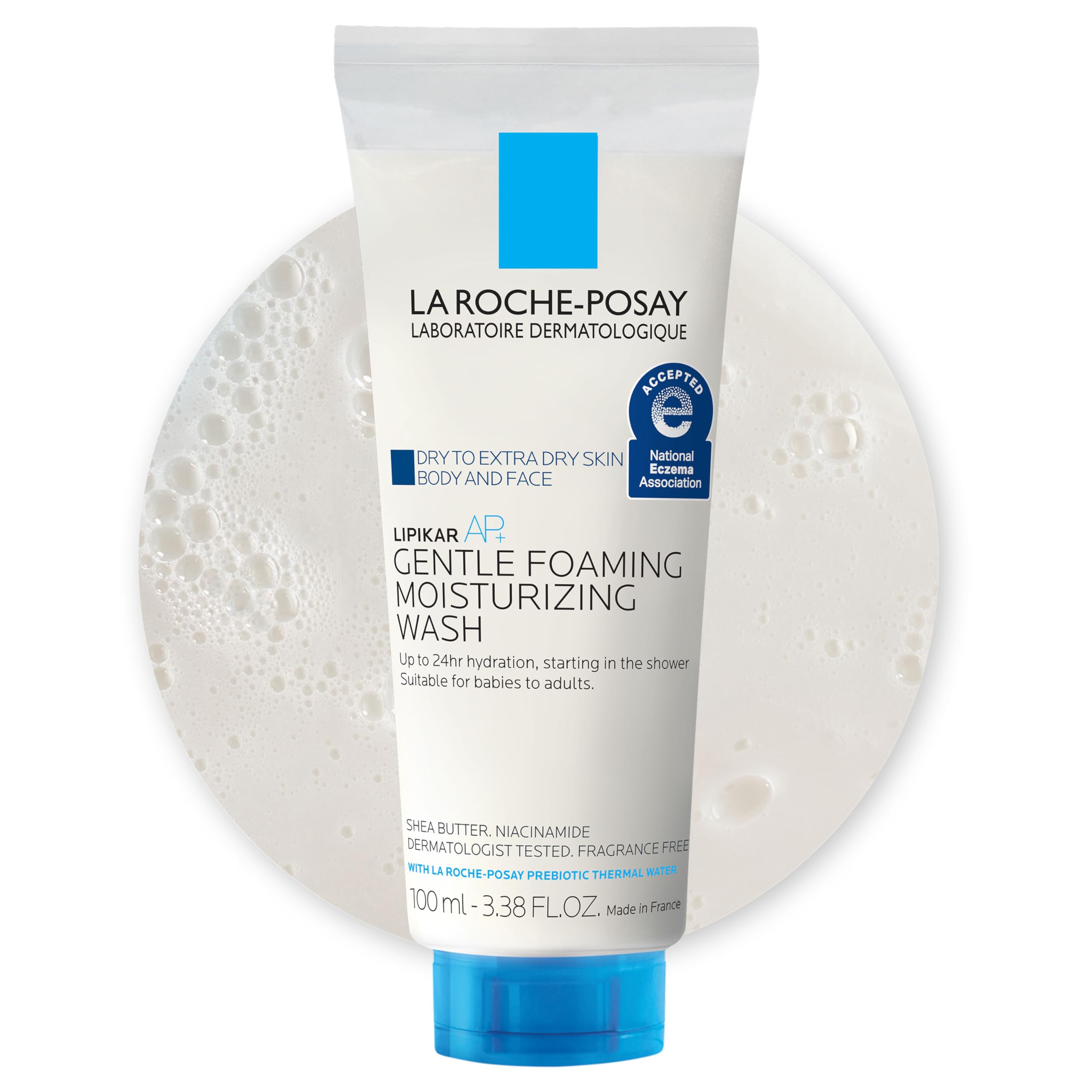La Roche-Posay Lipikar AP+ Gentle Foaming Moisturizing Wash, Shea Butter + Niacinamide + Glycerin, Moisturizing Body Wash For Dry Skin, National Eczema Association Accepted, Dermatologist Tested
