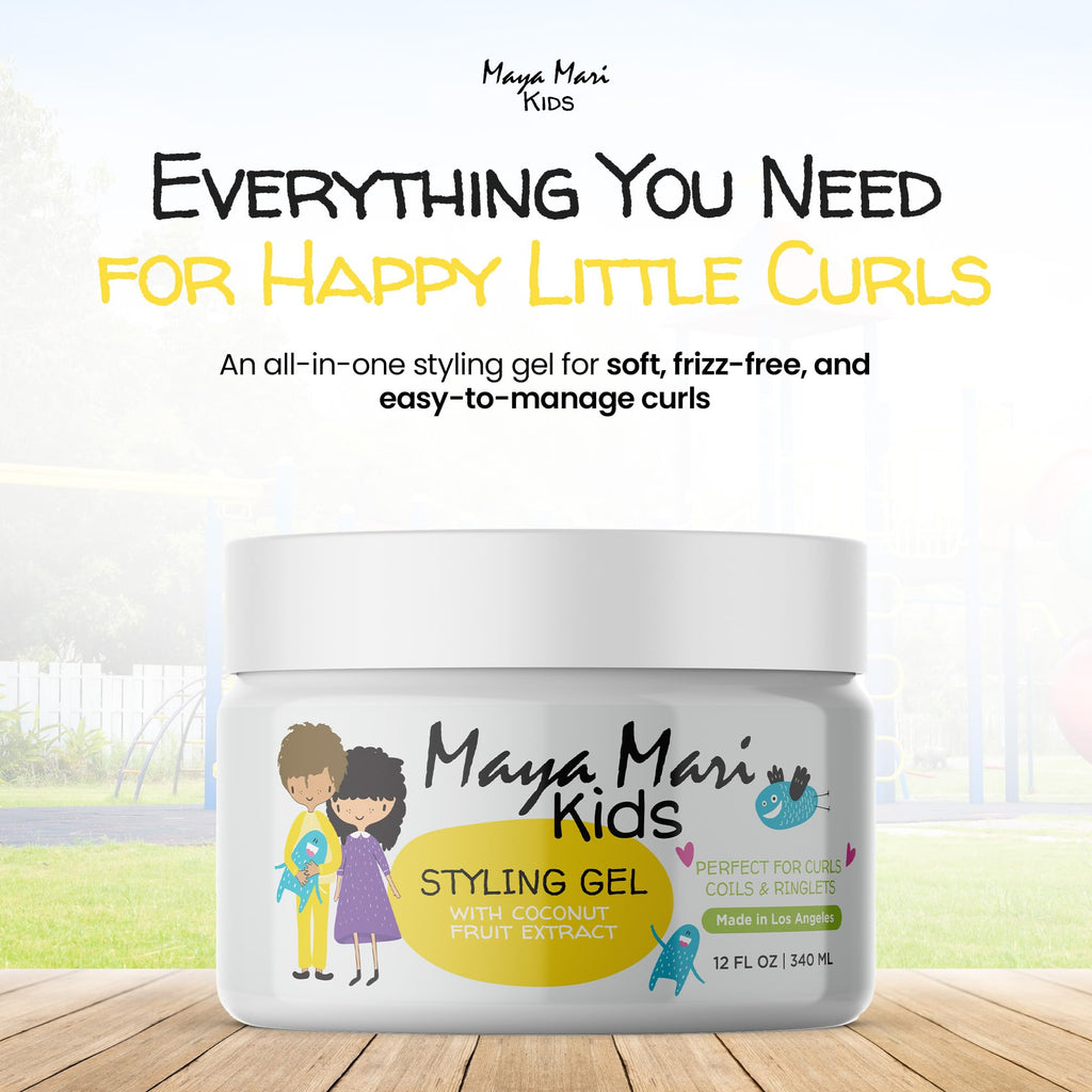 MAYA MARI Kids Hair Styling Gel for Boys, Girls, Toddlers and Babies, Coconut Fruit Extract, Flexible Medium Hold, Sulfate Free, Paraben Free, Coconut Lime Twist, 12 oz Jar