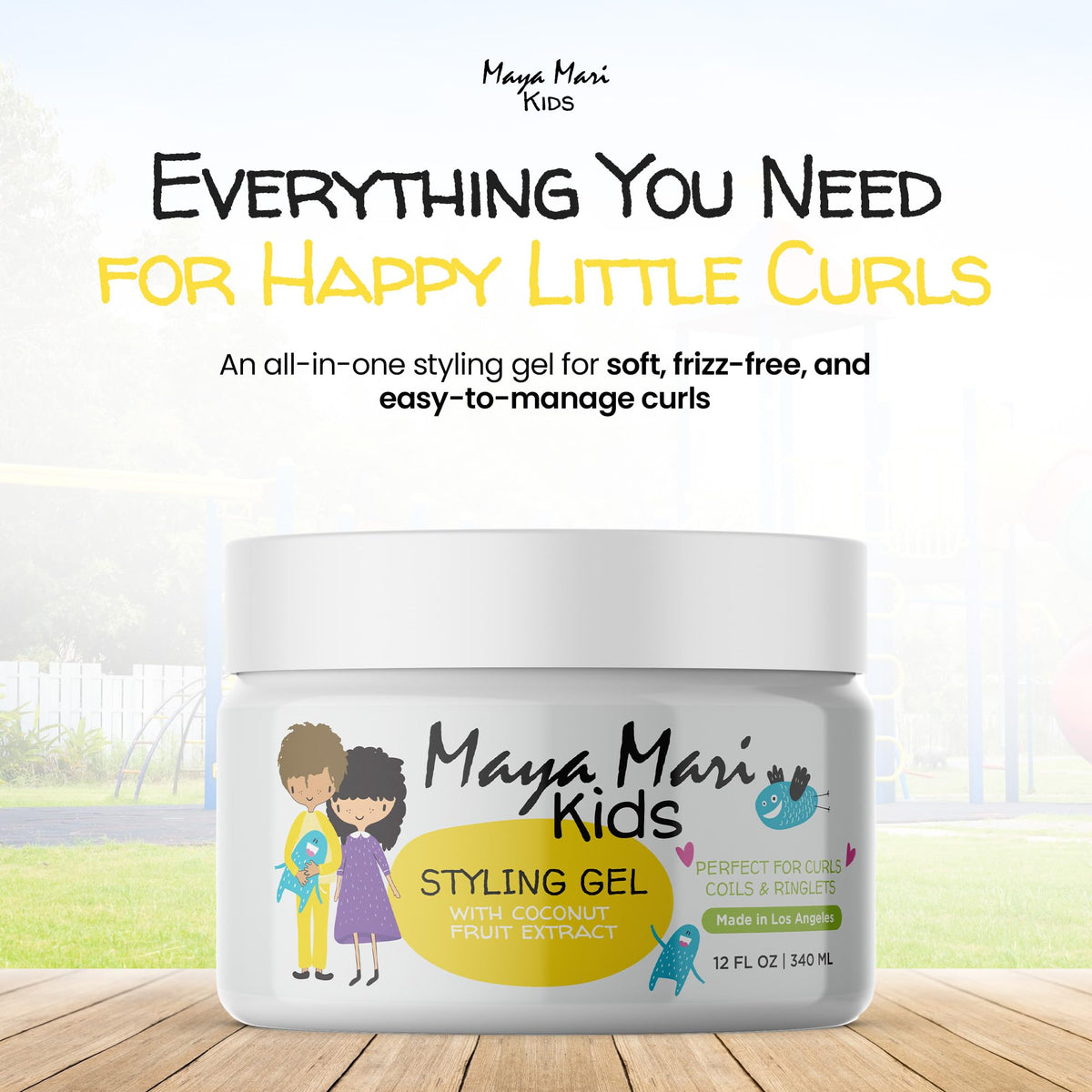 MAYA MARI Kids Hair Styling Gel for Boys, Girls, Toddlers and Babies, Coconut Fruit Extract, Flexible Medium Hold, Sulfate Free, Paraben Free, Coconut Lime Twist, 12 oz Jar