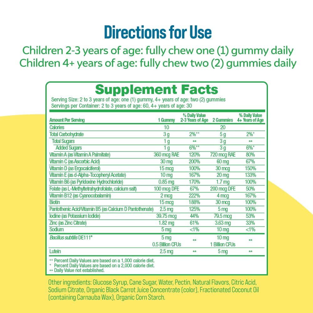 Culturelle Kids Multivitamin + Probiotic Gummies, Ages 2+, 90 Count | From the #1 Pediatrician-Recommended Brand± Digestive Health, Immune & Vision Support*, 11 Vitamins & Minerals + Lutein
