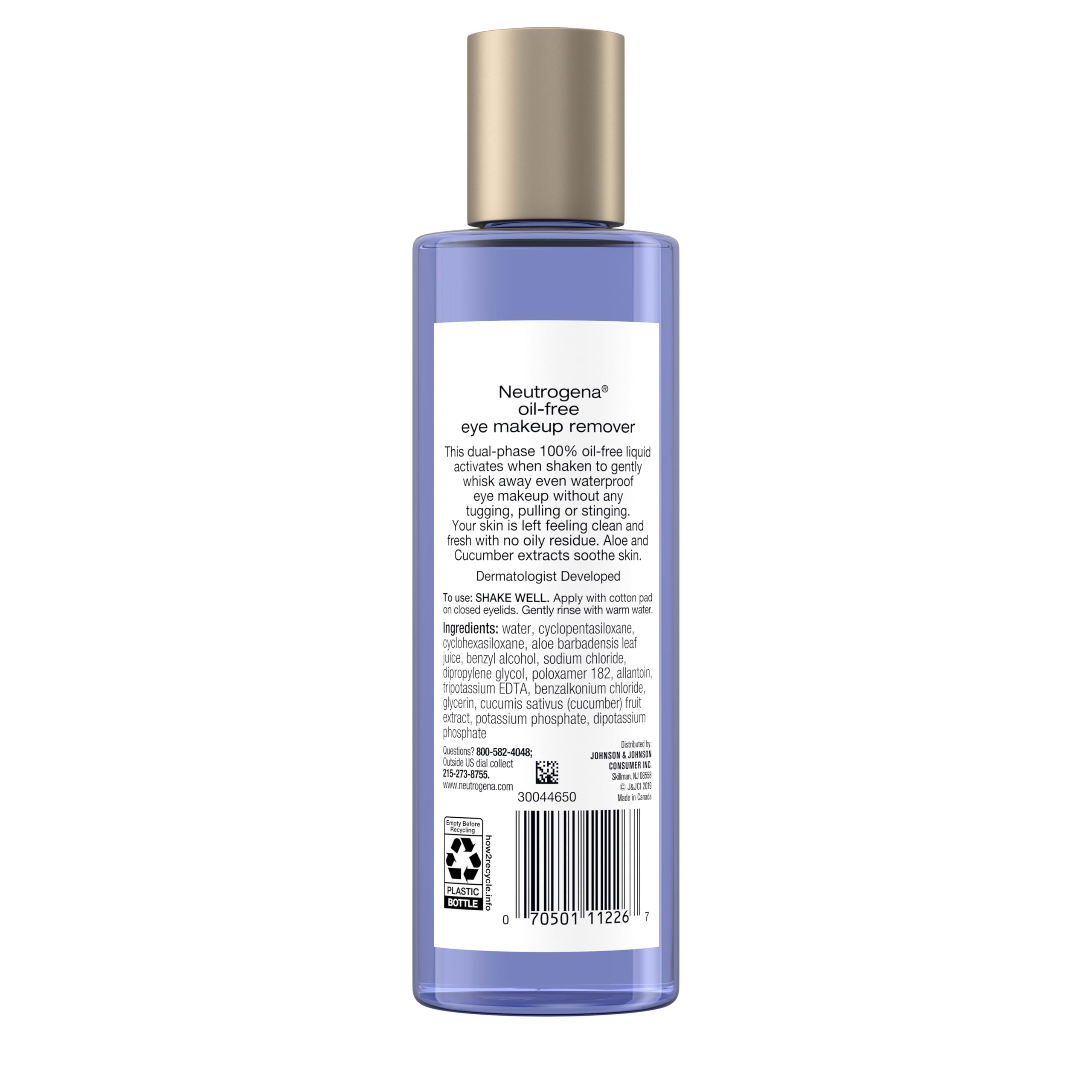 Neutrogena Oil-Free Eye Makeup Remover, 8 fl. oz | Gentle Cleanser for Sensitive Eyes, Dissolves Waterproof Mascara, Non-Greasy, Dermatologist & Ophthalmologist Tested