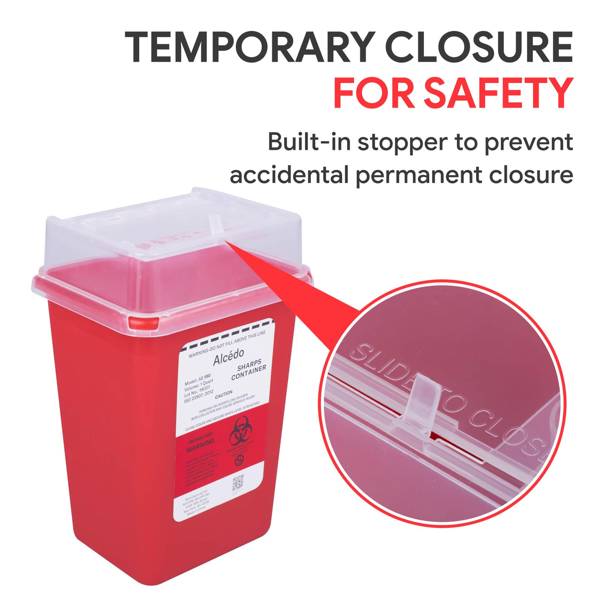 Alcedo Sharps Container 1 Quart (1-Pack) for Home Use & Travel Disposal