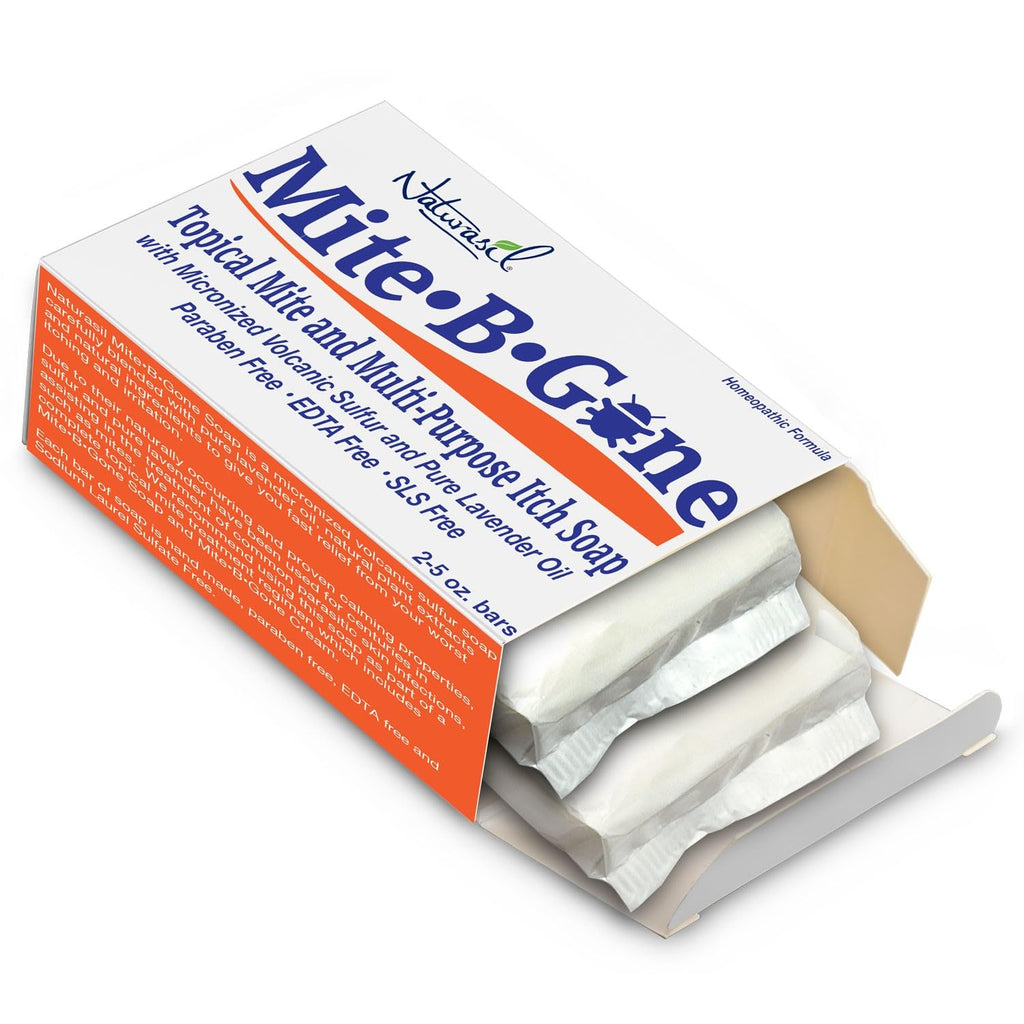 Mite Treatment for Humans, Sulfur Soap by Mite-B-Gone - 2 Pack, 5 oz Bars