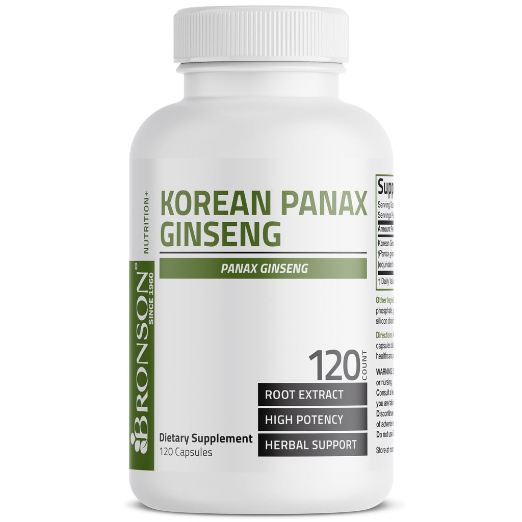 Bronson Korean Panax Ginseng High Potency Root Extract, 120 Capsules | Energy, Endurance, Vitality, Memory & Cognitive Health Support