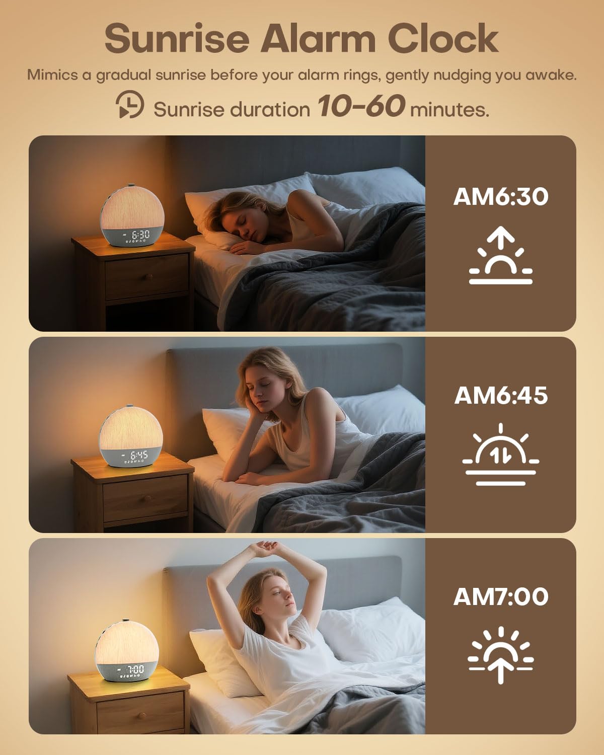 Sunrise Alarm Clock, White Noise Sound Machine, Sunlight Alarm Clocks for Bedrooms, 9 Natural Wake Up RGB Night Light, 30 Soothing Sounds for Heavy Sleepers, Baby, Kids, Adults