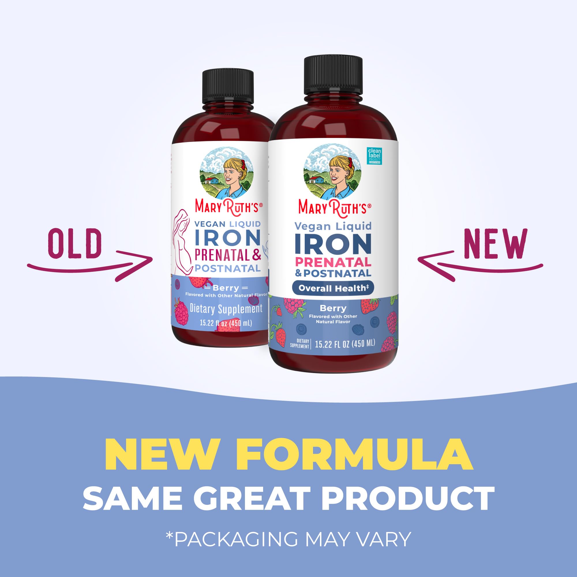 MaryRuth's Prenatal & Postnatal Iron Liquid, Sugar Free, Vegan, 15.22 Fl Oz | Bioavailable Ferrochel, Red Blood Cell Production, Sugar Free, Vegan, Non-GMO