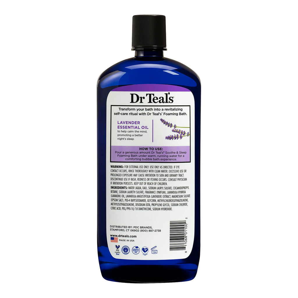 Dr Teal’s Foaming Bath with Pure Epsom Salt, Soothe & Sleep with Lavender, 34 Ounces (Packaging May Vary)