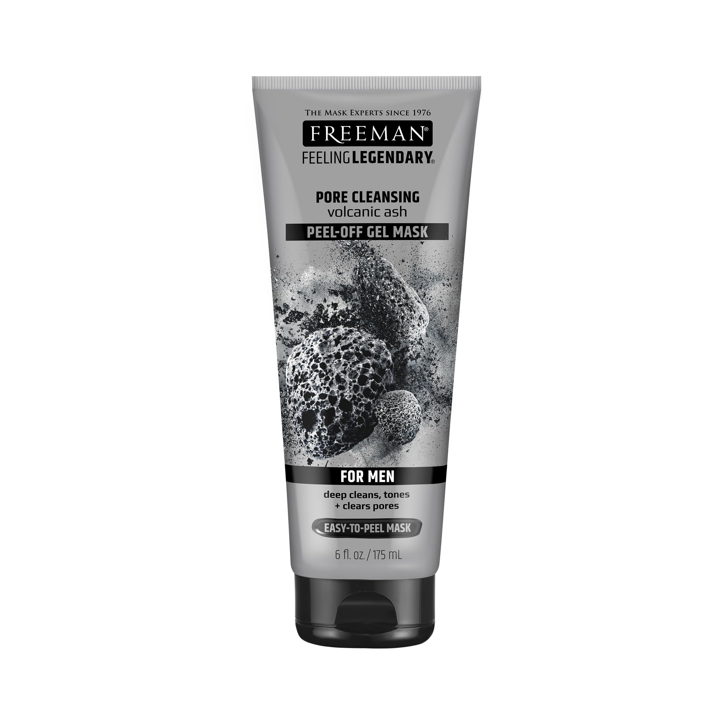 Buy now FREEMAN Pore Clearing Volcanic Ash Peel-Off Gel Facial Mask, Deep Cleansing, Removes Dirt From Pores, Not Over-Drying, Easy-to-use, For Men, 6 fl.oz./175 mL Tube at indiglob india