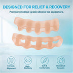 KTSAY Toe Spacers for Women & Men - Silicone Toe Separators for Bunion Relief, Hammer Toe, Plantar Fasciitis & Pedicures (2, Beige)