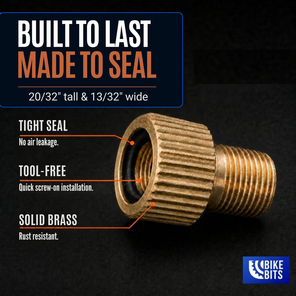 Brass Presta Valve Adapter - Convert Presta to Schrader, 4 Pack