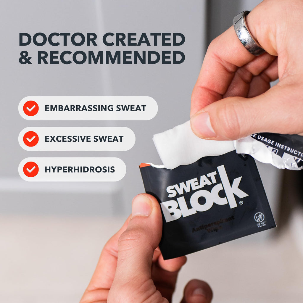 SweatBlock Maximum Clinical Strength Antiperspirant Wipes, Original 10 Ct | Stop Excessive Underarm Sweat with Up to 7 Days Protection Per Wipe, Hyperhidrosis Aid, Dermatologist Tested
