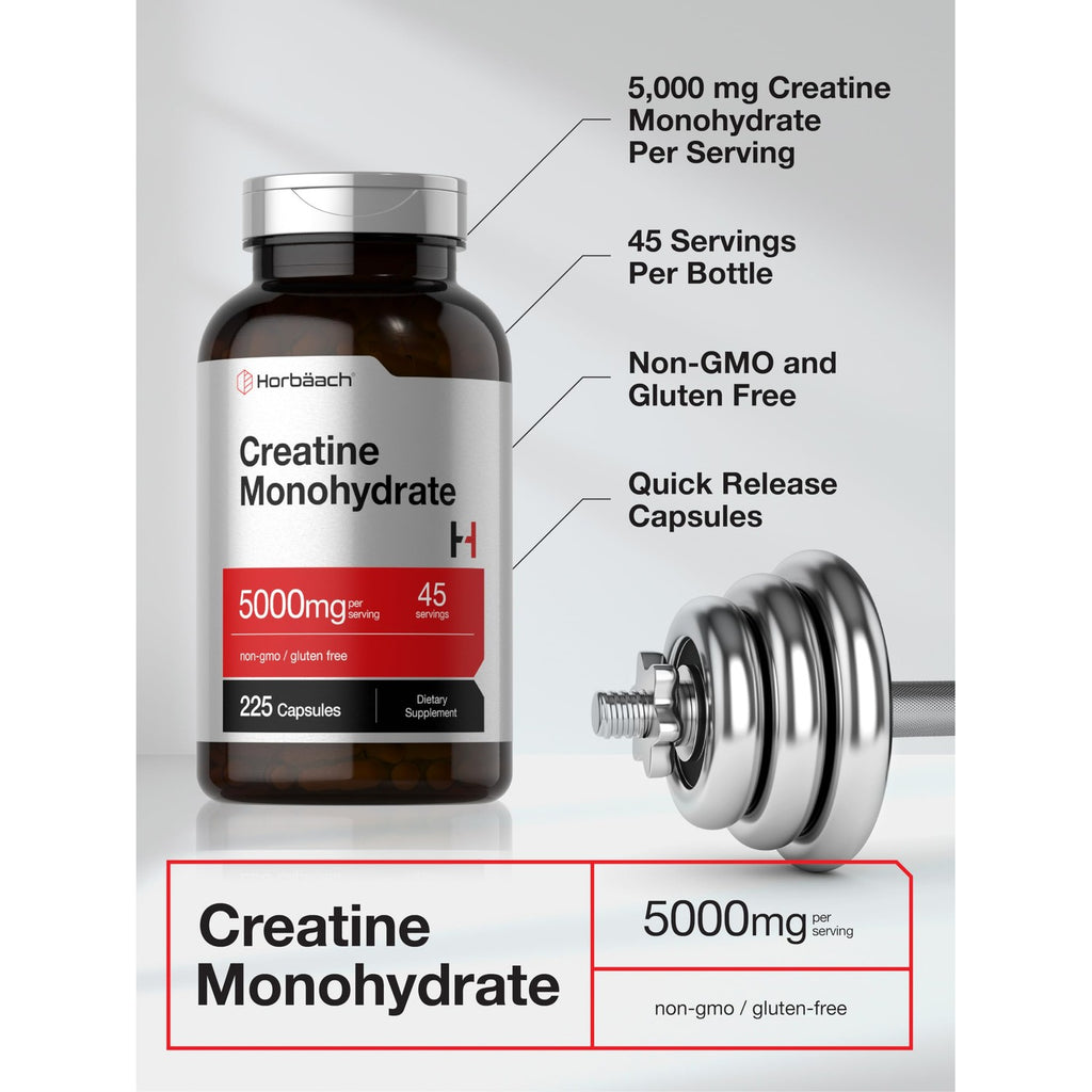 Horbäach Creatine Monohydrate | 5g | 225 Capsules